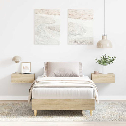 vidaXL Bed Frame No Mattress Sonoma Oak 75x190 cm Small Single Engineered Wood