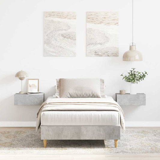 vidaXL Bed Frame No Mattress Concrete Grey 75x190 cm Small Single Engineered Wood