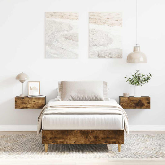 vidaXL Bed Frame No Mattress Smoked Oak 75x190 cm Small Single Engineered Wood