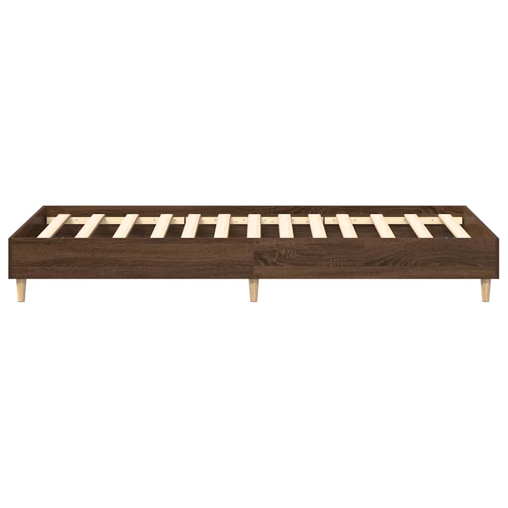 vidaXL Bed Frame No Mattress Brown Oak 75x190 cm Small Single Engineered Wood