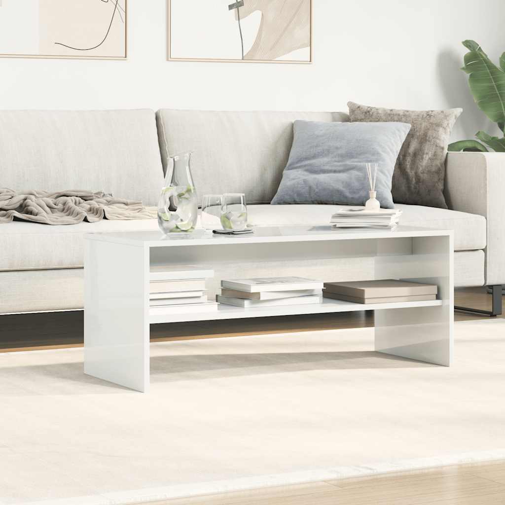 vidaXL TV Cabinet High Gloss White 100x40x40 cm Engineered Wood