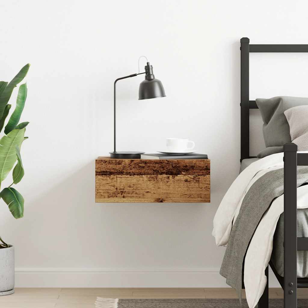 vidaXL Floating Nightstand Old Wood 40x32x15 cm Engineered Wood