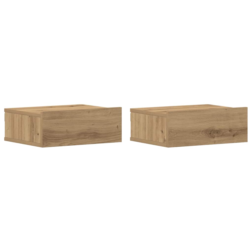vidaXL Floating Nightstands 2 pcs Artisan Oak 40x32x15 cm Engineered Wood