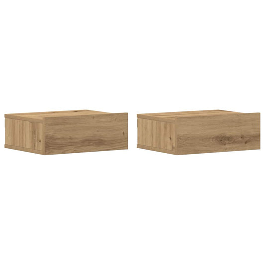 vidaXL Floating Nightstands 2 pcs Artisan Oak 40x32x15 cm Engineered Wood