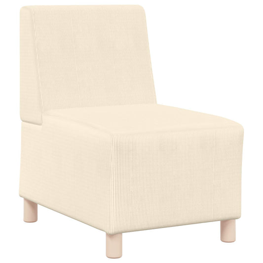 vidaXL Modular Sofa Unit Armless Cream 55 x 74 x 82 cm Corduroy Fabric