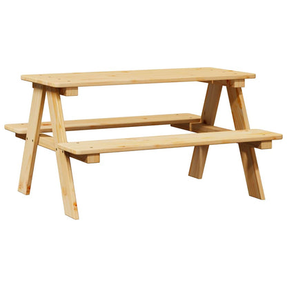 vidaXL Children's Table with Benches "IRUN" 90x79,5x50 cm Solid Wood