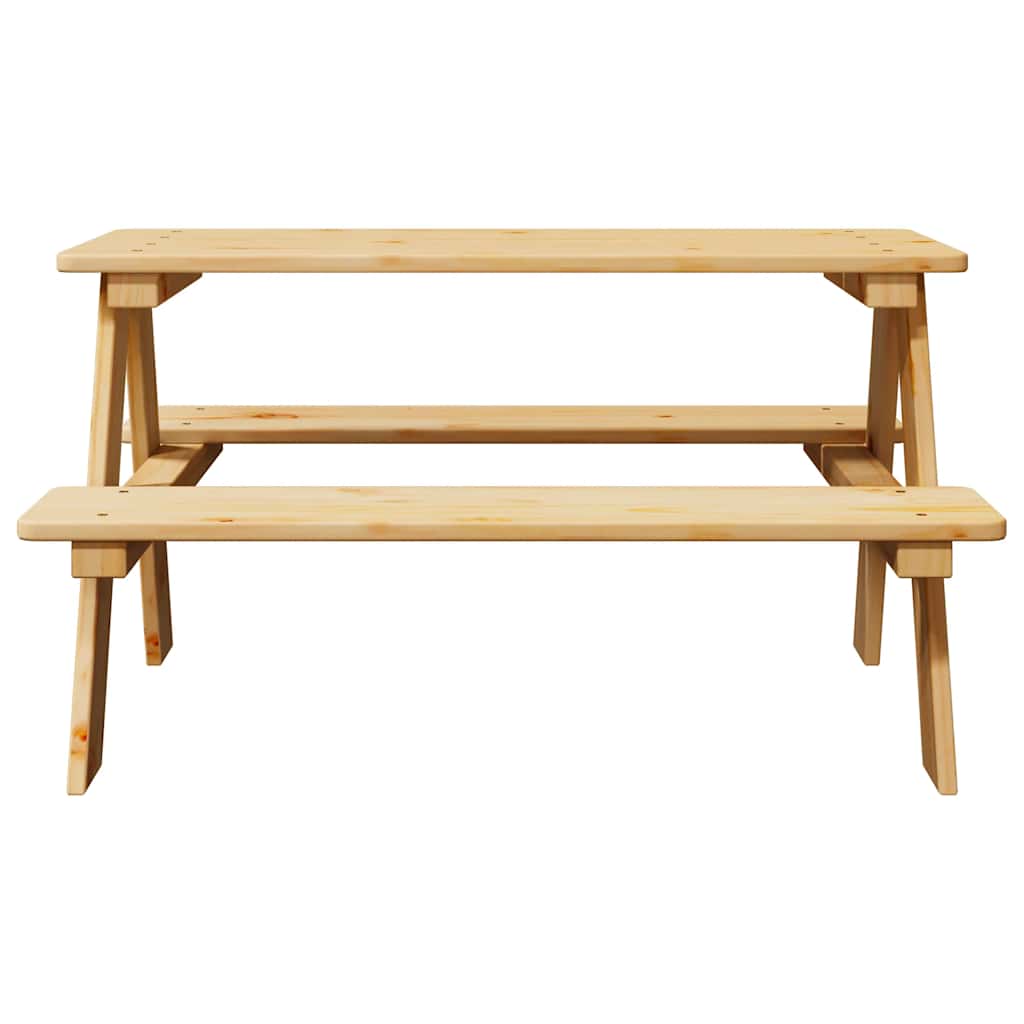 vidaXL Children's Table with Benches "IRUN" 90x79,5x50 cm Solid Wood