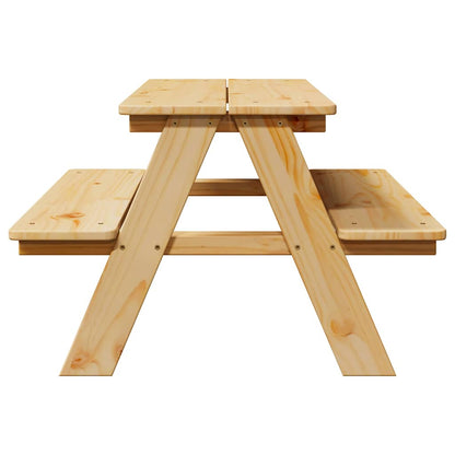 vidaXL Children's Table with Benches "IRUN" 90x79,5x50 cm Solid Wood