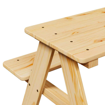 vidaXL Children's Table with Benches "IRUN" 90x79,5x50 cm Solid Wood