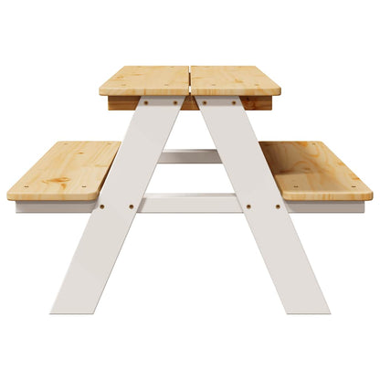 vidaXL Children's Table with Benches IRUN White 90x79.5x50cm Solid Wood