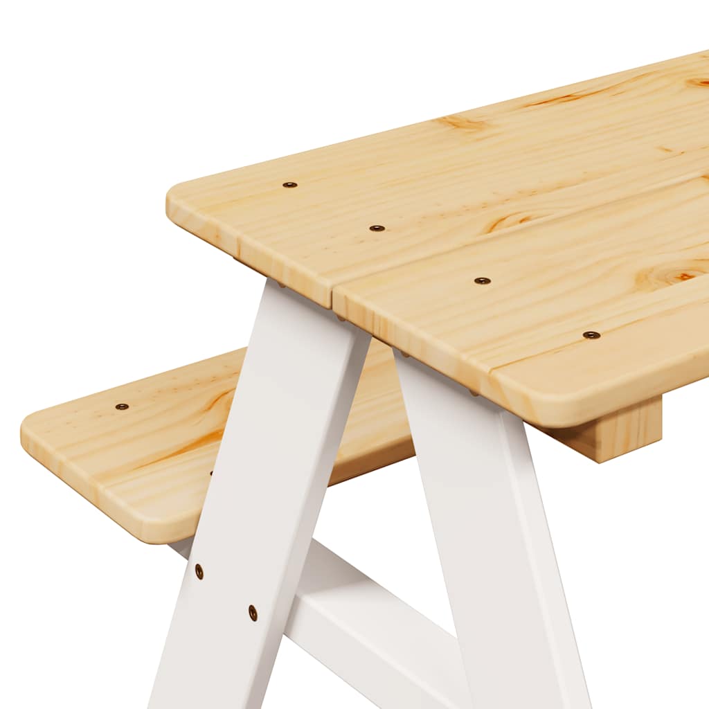 vidaXL Children's Table with Benches "IRUN" White 90x79.5x50 cm