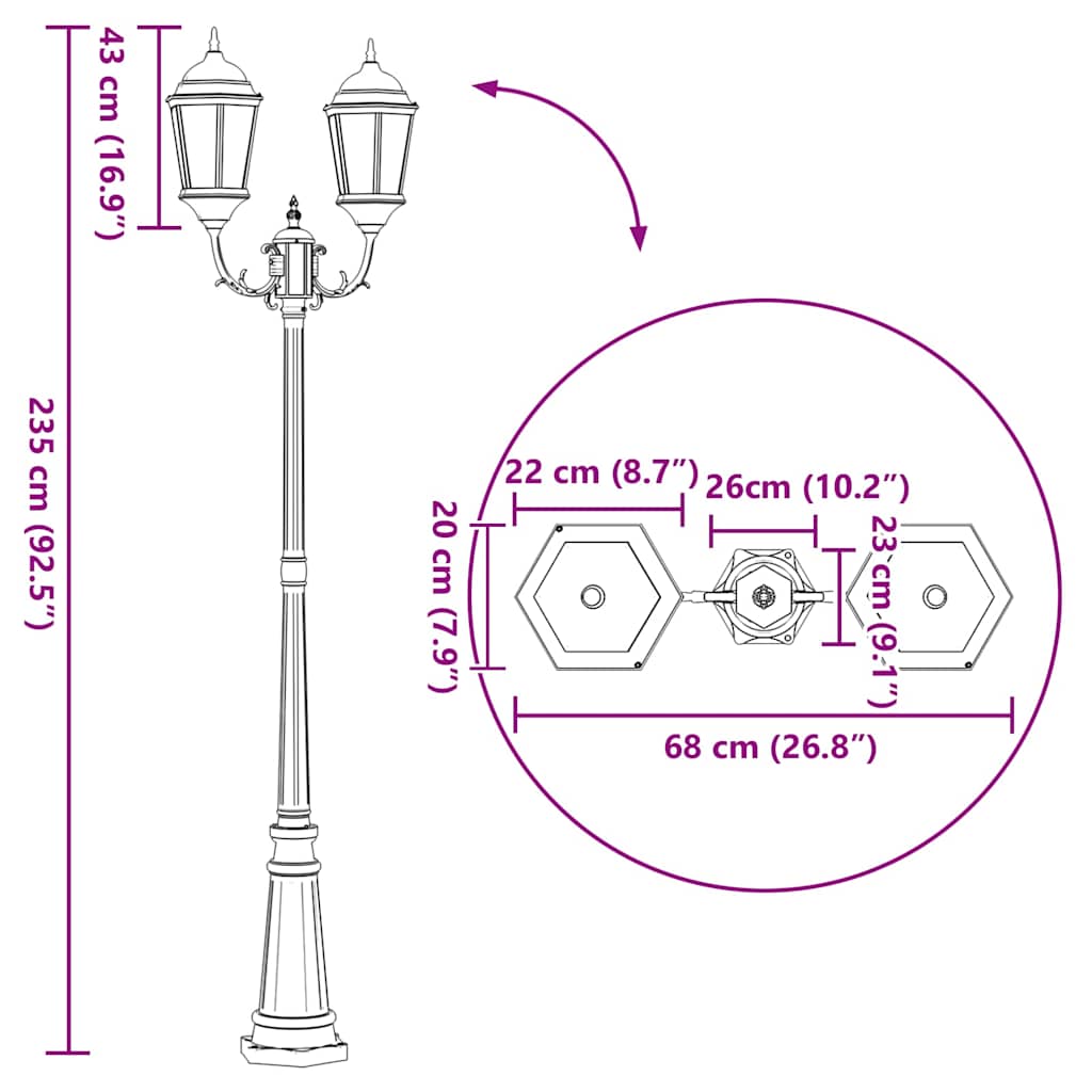 vidaXL Garden Light Bronze 68 x 20 x 235 cm Aluminium and Glass
