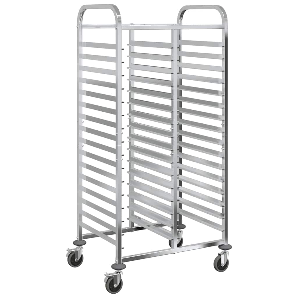 vidaXL Tray Trolley with 32 GN Containers 75x55x162.5 cm Stainless Steel