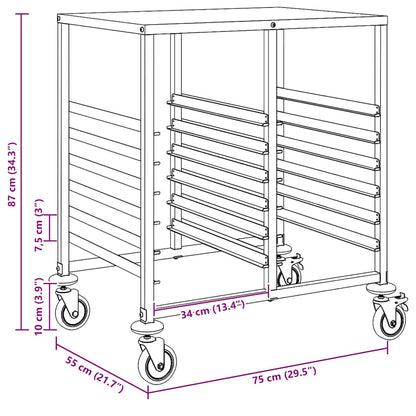 vidaXL Tray Trolley with 12 GN Containers 75x55x87 cm Stainless Steel