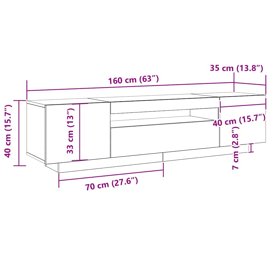 vidaXL TV Cabinet Black 160 x 35 x 40 cm Engineered Wood