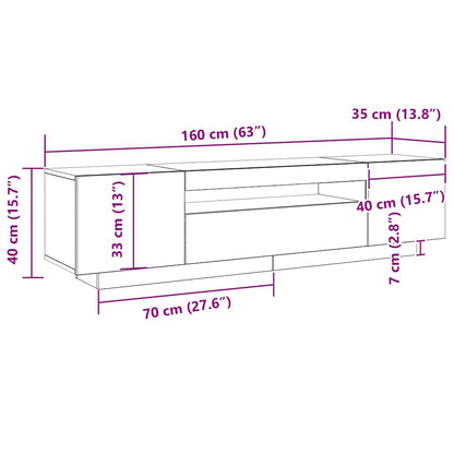 vidaXL TV Cabinet Black 160 x 35 x 40 cm Engineered Wood