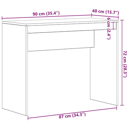 vidaXL Desk Black Oak 90x40x72 cm Engineered Wood