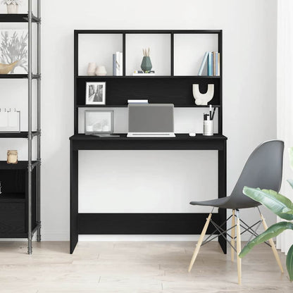 vidaXL Desk with Shelves Black Oak 102x45x148 cm Engineered Wood