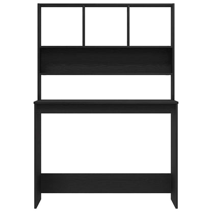 vidaXL Desk with Shelves Black Oak 102x45x148 cm Engineered Wood