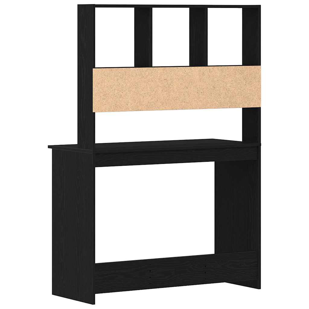 vidaXL Desk with Shelves Black Oak 102x45x148 cm Engineered Wood