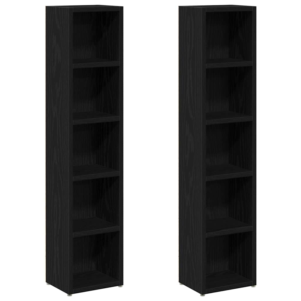vidaXL CD Cabinets 2 pcs Black Oak 21x16x93,5 cm Engineered Wood