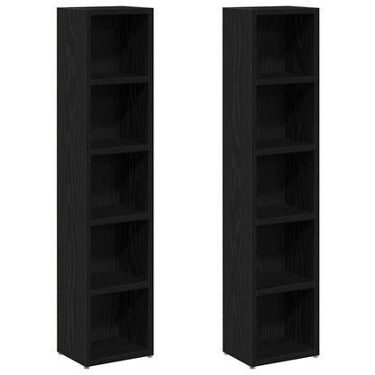vidaXL CD Cabinets 2 pcs Black Oak 21x16x93,5 cm Engineered Wood