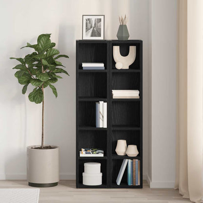 vidaXL CD Cabinets 2 pcs Black Oak 21x16x93,5 cm Engineered Wood