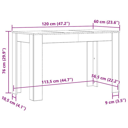 vidaXL Dining Table Black Oak 120x60x76 cm Engineered Wood