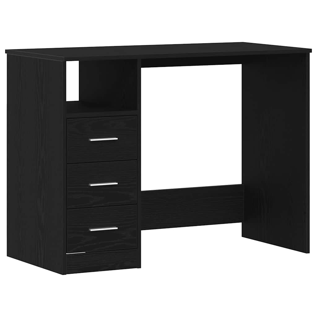 vidaXL Desk with Drawers Black Oak 102x50x76 cm Engineered Wood
