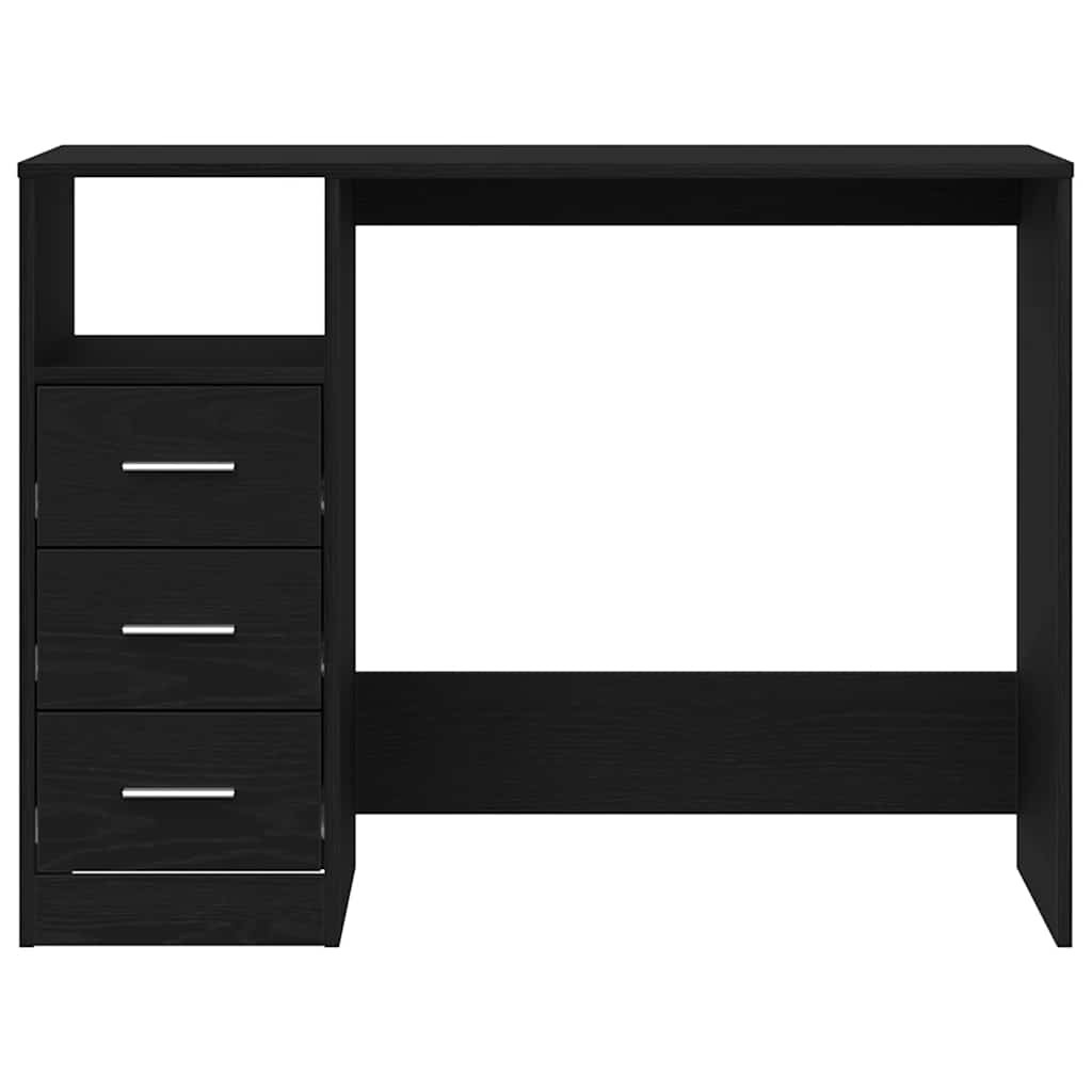 vidaXL Desk with Drawers Black Oak 102x50x76 cm Engineered Wood