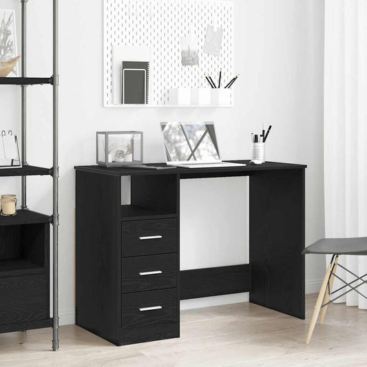 vidaXL Desk with Drawers Black Oak 102x50x76 cm Engineered Wood