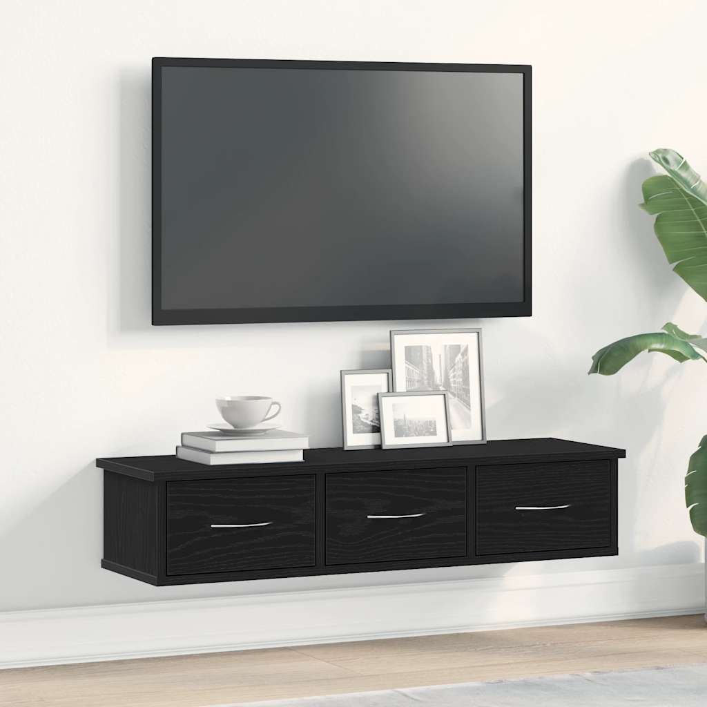 vidaXL Wall Cabinet Black Oak 88x26x18.5 cm Engineered Wood