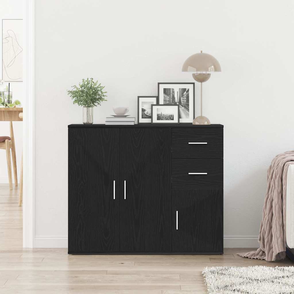vidaXL Sideboard Black Oak 91x29.5x75 cm Engineered Wood