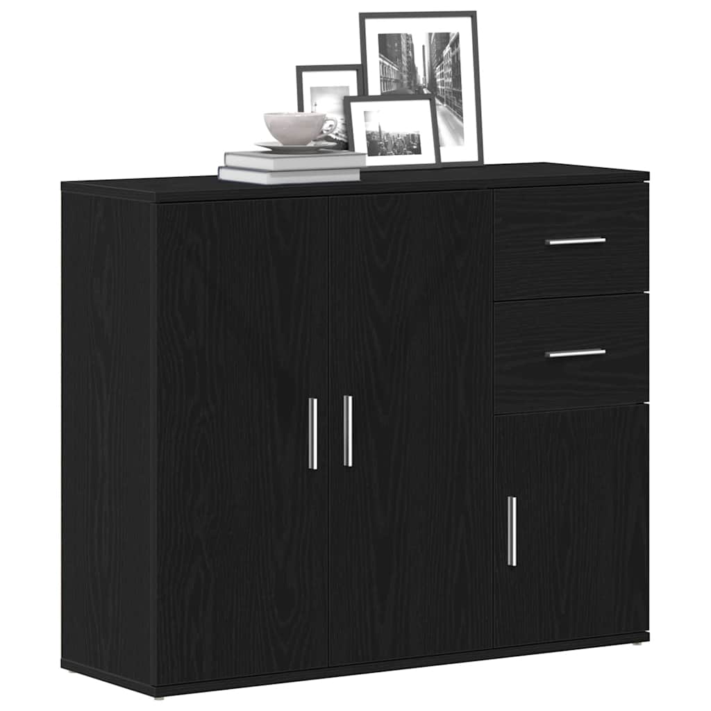 vidaXL Sideboard Black Oak 91x29.5x75 cm Engineered Wood