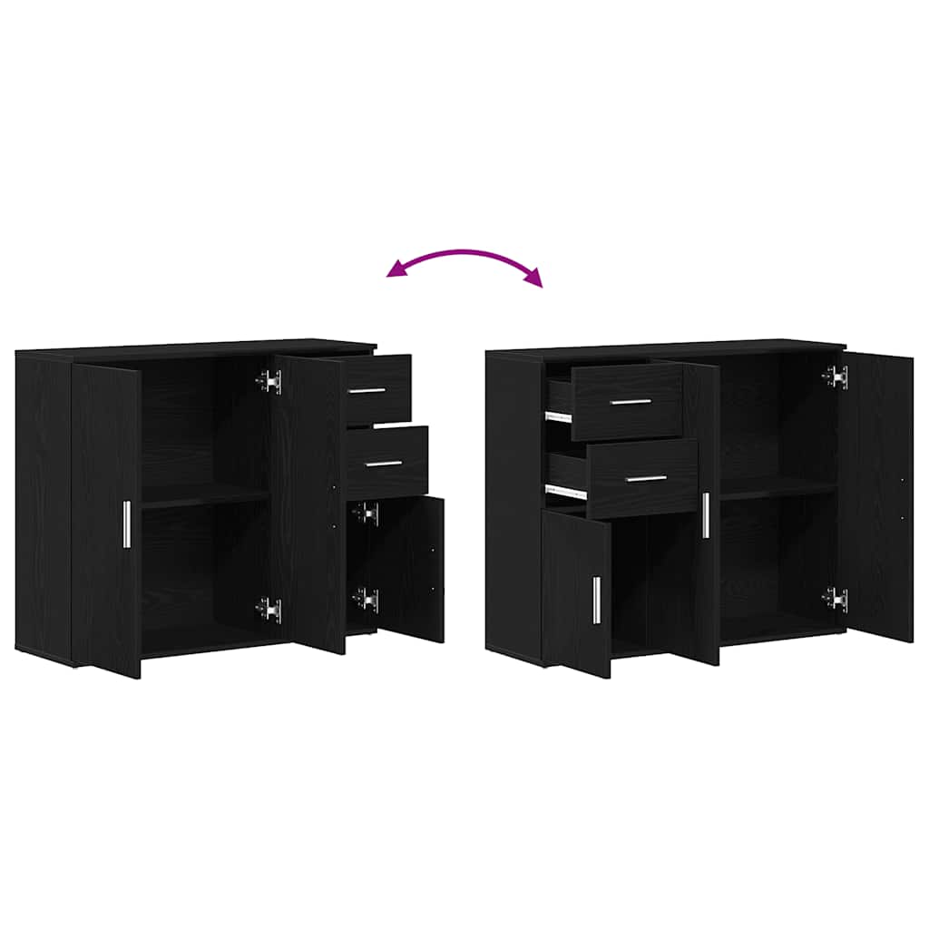 vidaXL Sideboard Black Oak 91x29.5x75 cm Engineered Wood