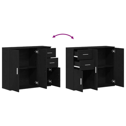 vidaXL Sideboard Black Oak 91x29.5x75 cm Engineered Wood