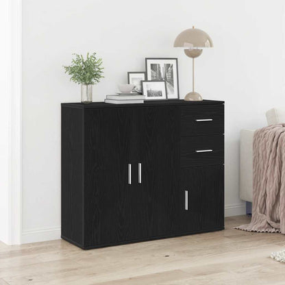 vidaXL Sideboard Black Oak 91x29.5x75 cm Engineered Wood