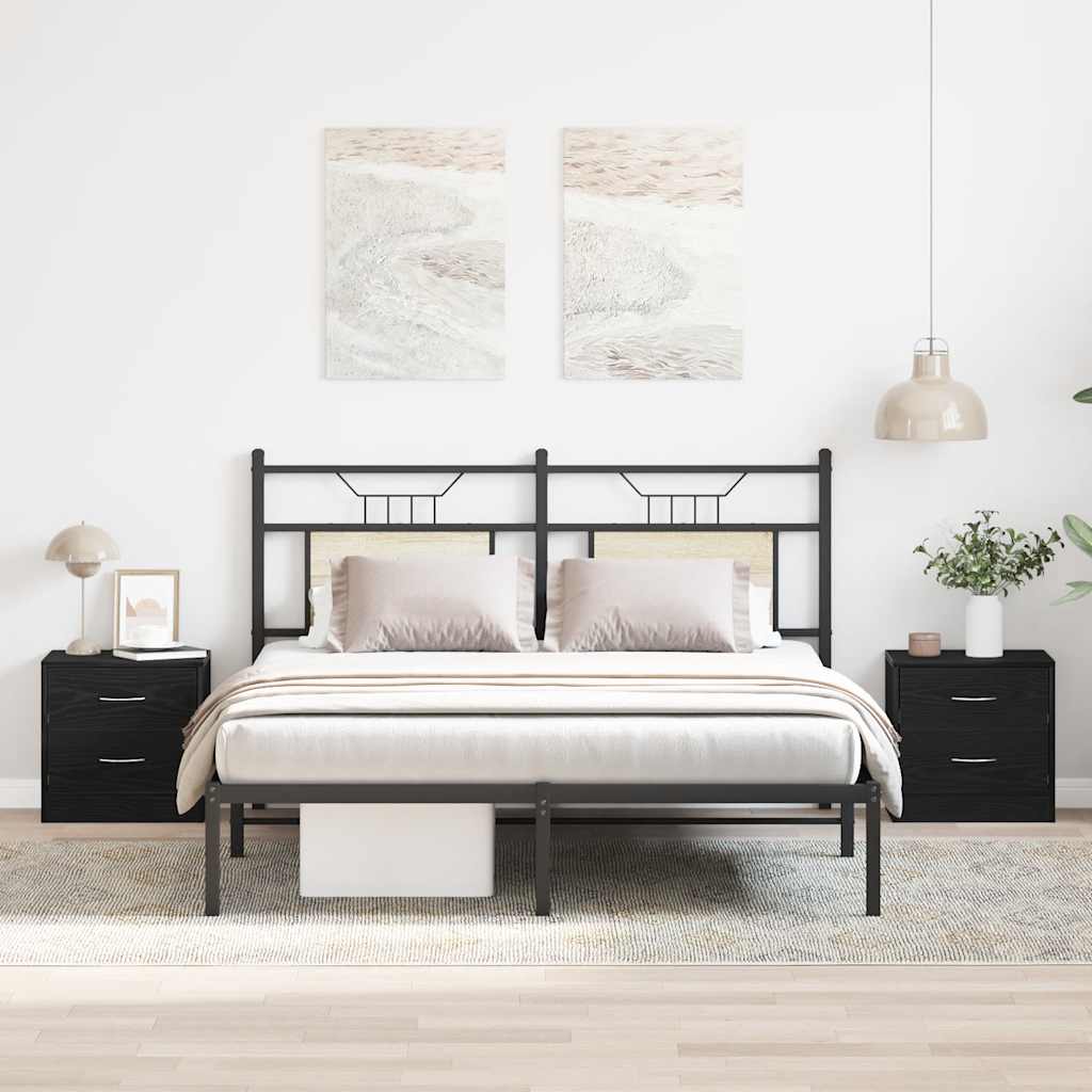 vidaXL Bedside Cabinets 2 pcs Black Oak 40x30x40 cm Engineered Wood