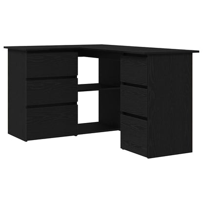 vidaXL Desk with Drawer Black Oak 145 x 100 x 76 cm Engineered Wood
