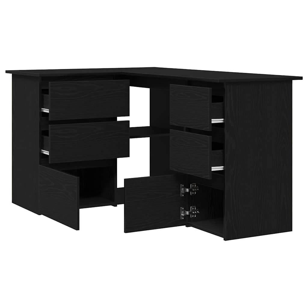 vidaXL Desk with Drawer Black Oak 145 x 100 x 76 cm Engineered Wood