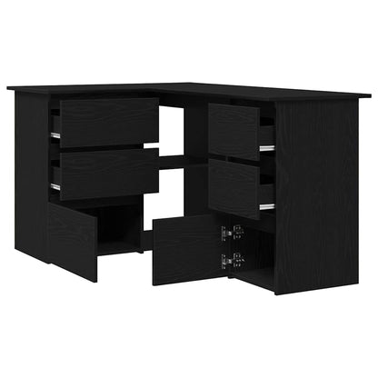 vidaXL Desk with Drawer Black Oak 145 x 100 x 76 cm Engineered Wood