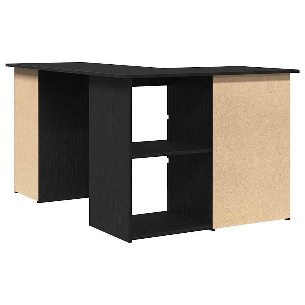 vidaXL Desk with Drawer Black Oak 145 x 100 x 76 cm Engineered Wood