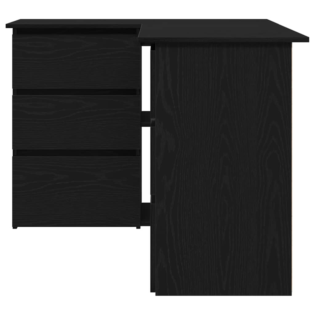vidaXL Desk with Drawer Black Oak 145 x 100 x 76 cm Engineered Wood