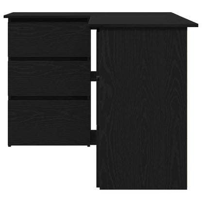 vidaXL Desk with Drawer Black Oak 145 x 100 x 76 cm Engineered Wood