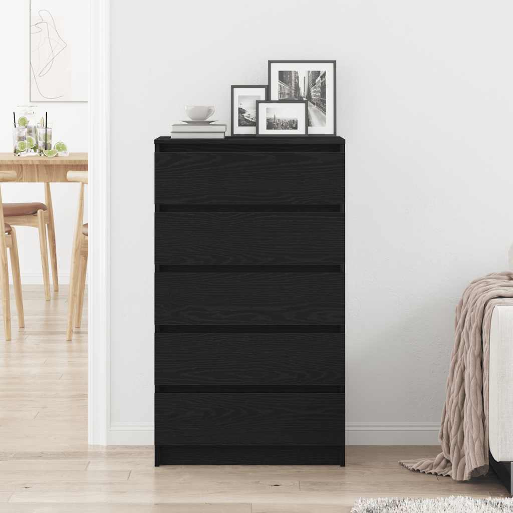 vidaXL Drawer Cabinet Black Oak 60x36x103 cm Engineered Wood