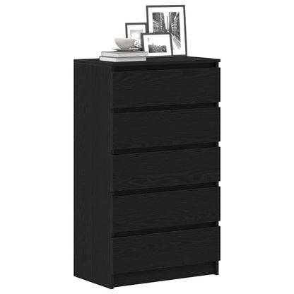vidaXL Drawer Cabinet Black Oak 60x36x103 cm Engineered Wood