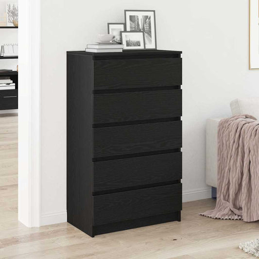 vidaXL Drawer Cabinet Black Oak 60x36x103 cm Engineered Wood