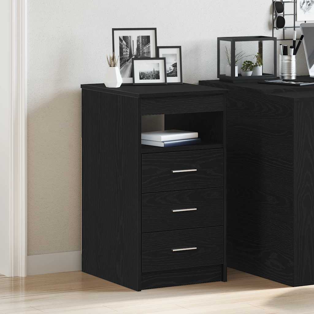 vidaXL Drawer Cabinet Black Oak 40x50x76 cm Engineered Wood
