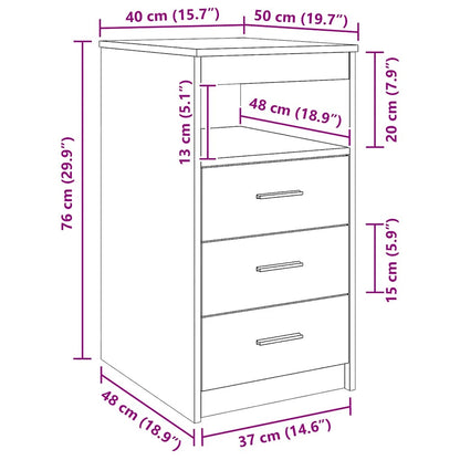 vidaXL Drawer Cabinet Black Oak 40x50x76 cm Engineered Wood