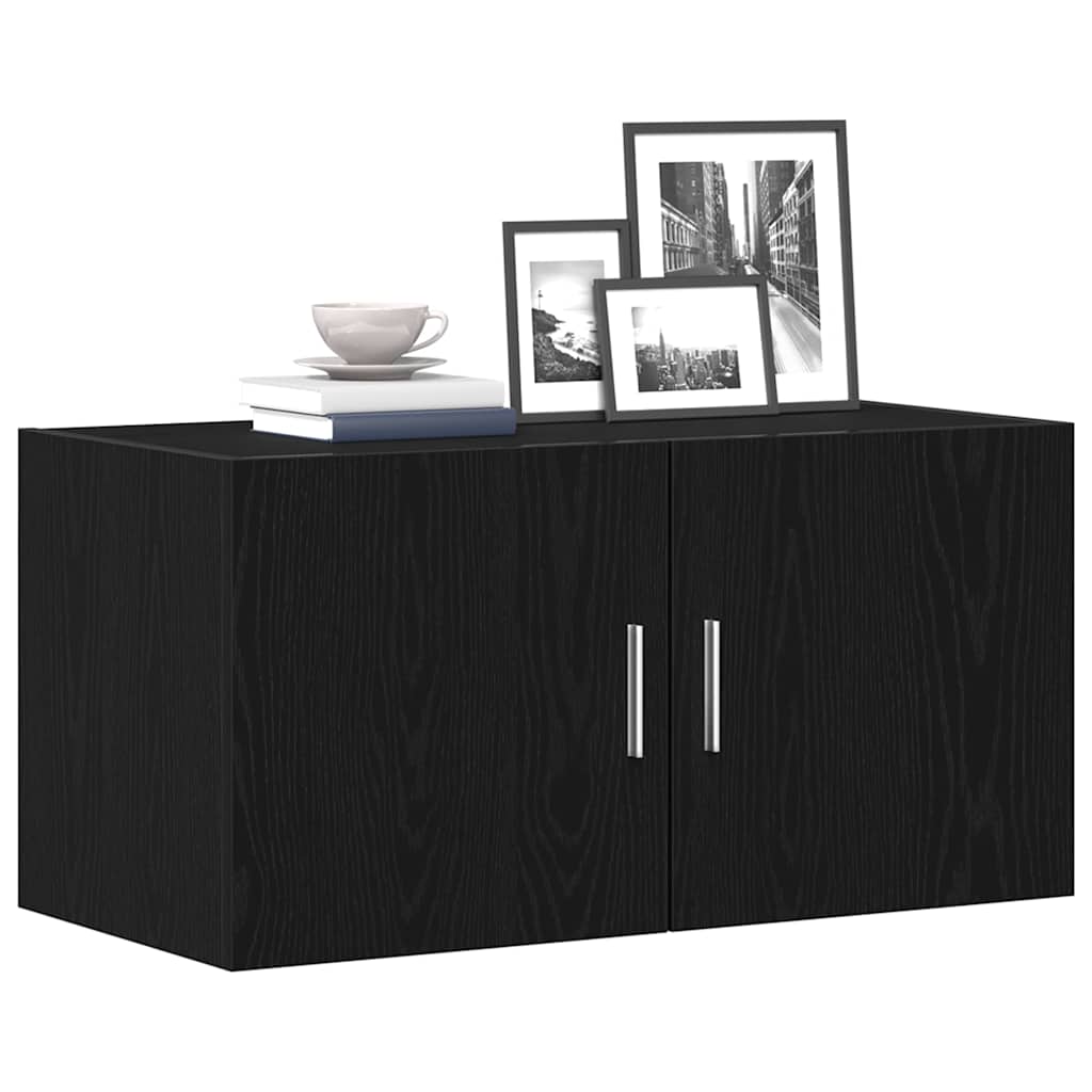 vidaXL Wall Cabinet Black Oak 80x39x40 cm Engineered Wood